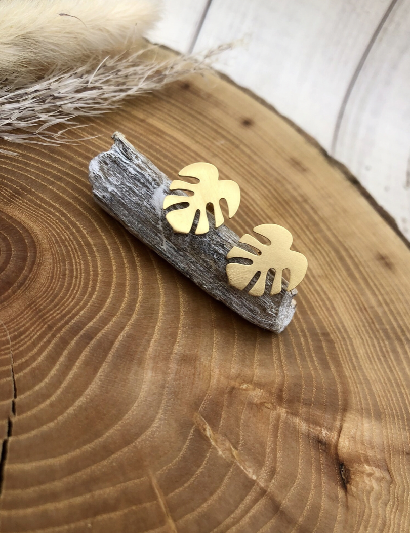 Ohrstecker silber - Monstera – Bild 3