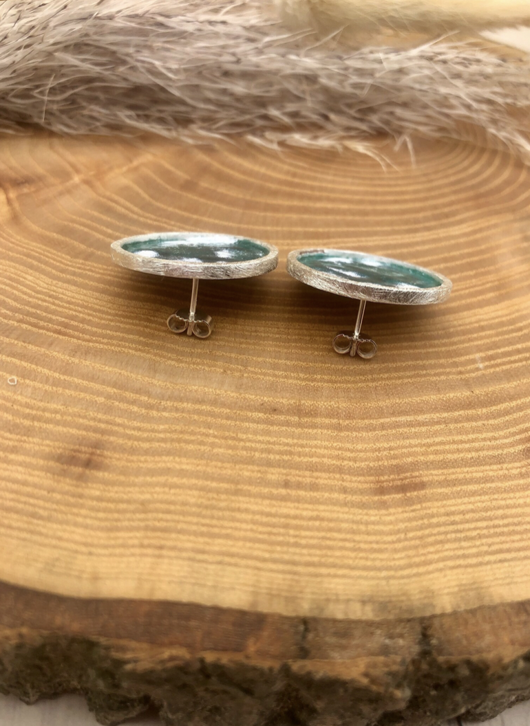 Ohrstecker silber - Emaille türkis – Bild 4
