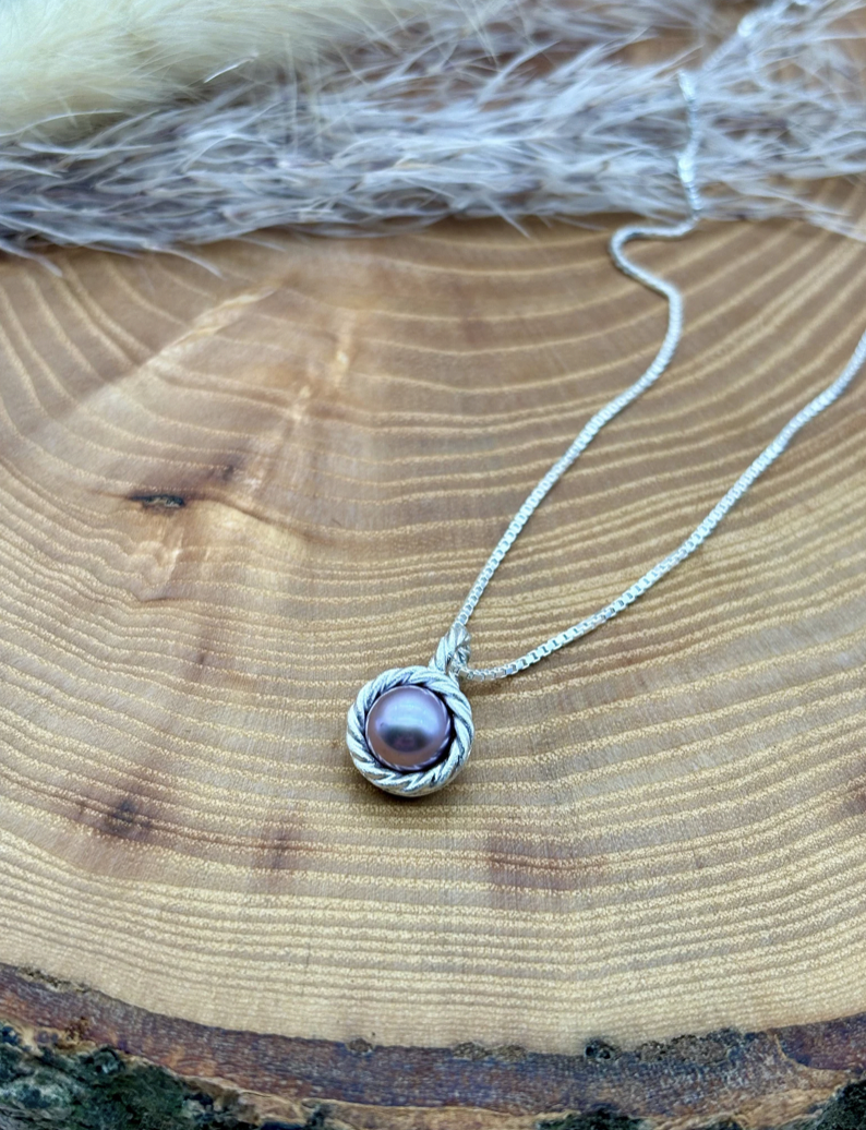 Kette mit Anhänger - Süßwasserzuchtperle mit Perldraht – Bild 4