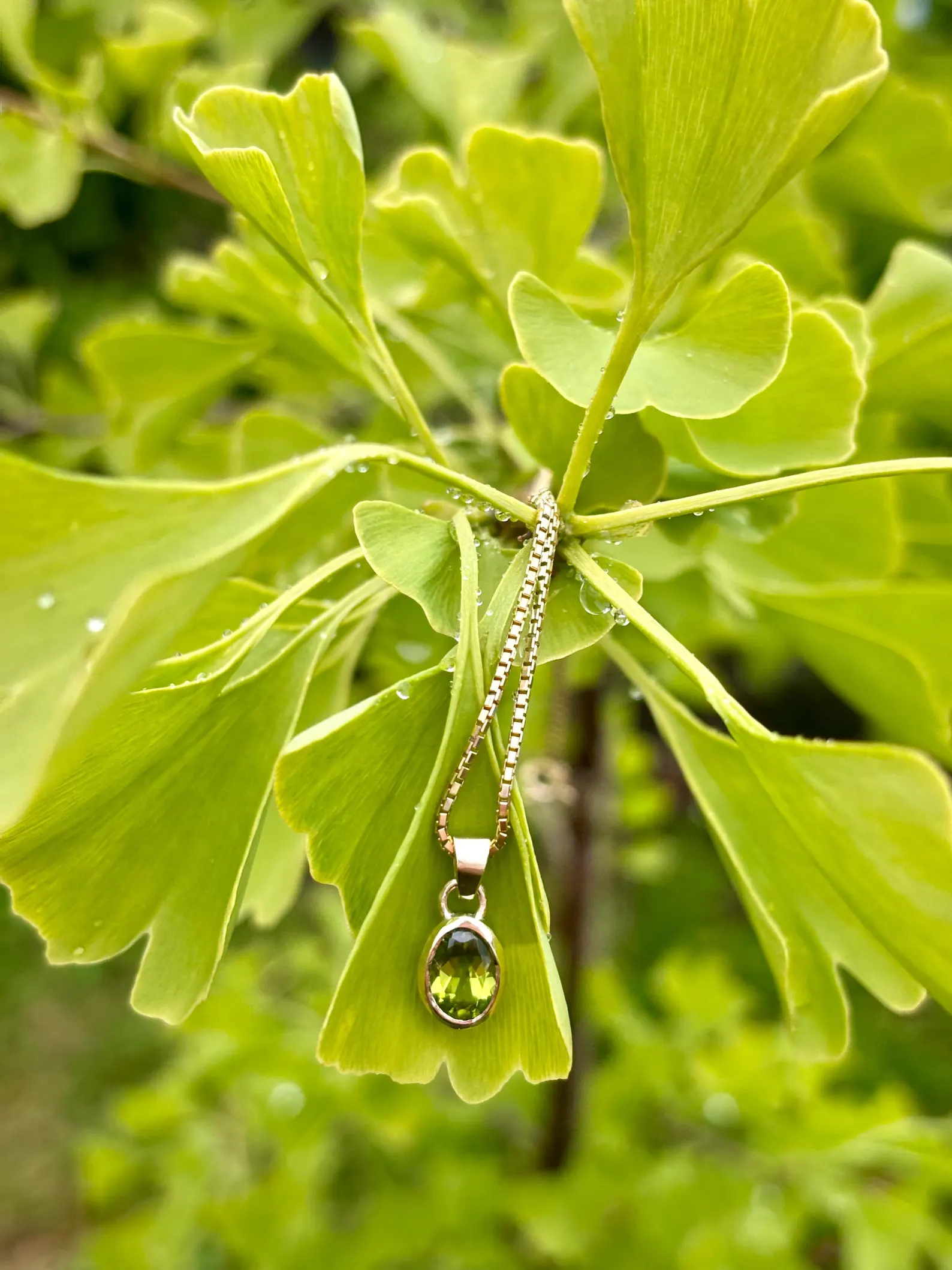 Kette mit Anhänger - gelbgold Peridot – Bild 6