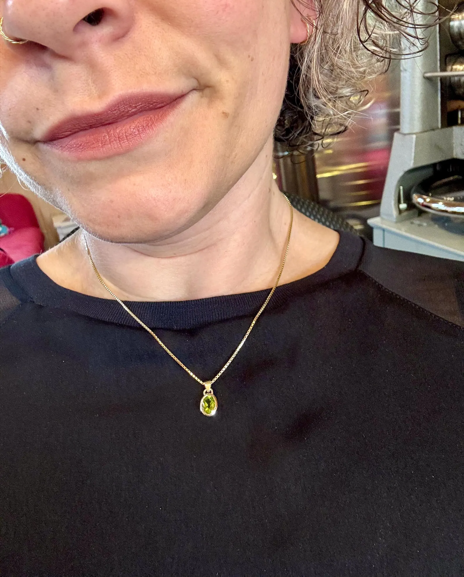 Kette mit Anhänger - gelbgold Peridot – Bild 5